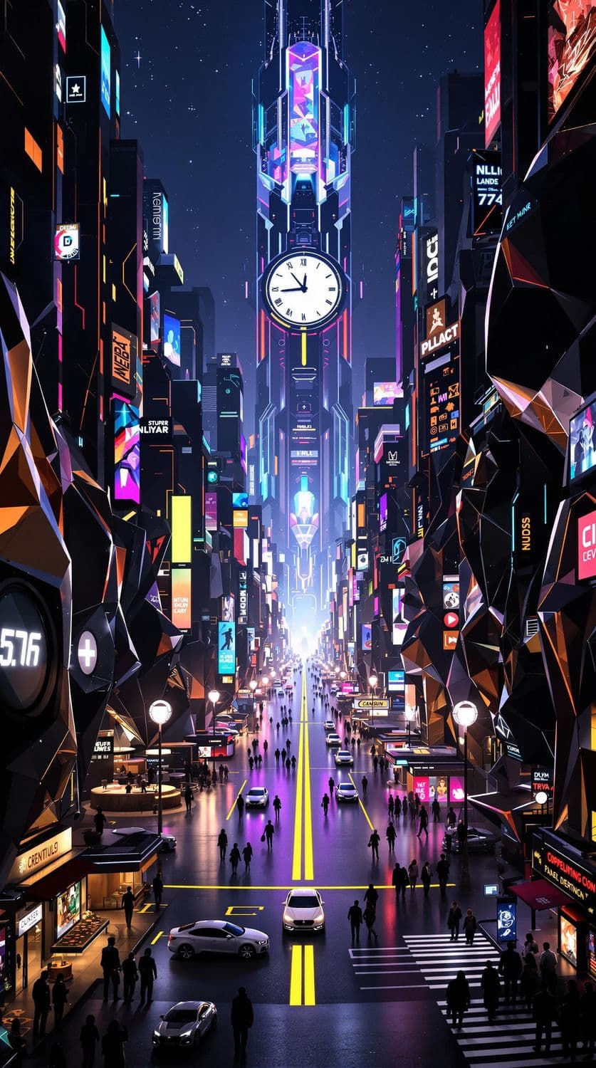 Nightlife in the Futuristic Plaza