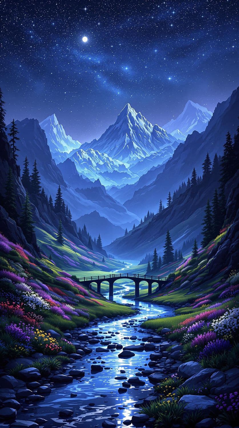 Starlit Mountain Valley