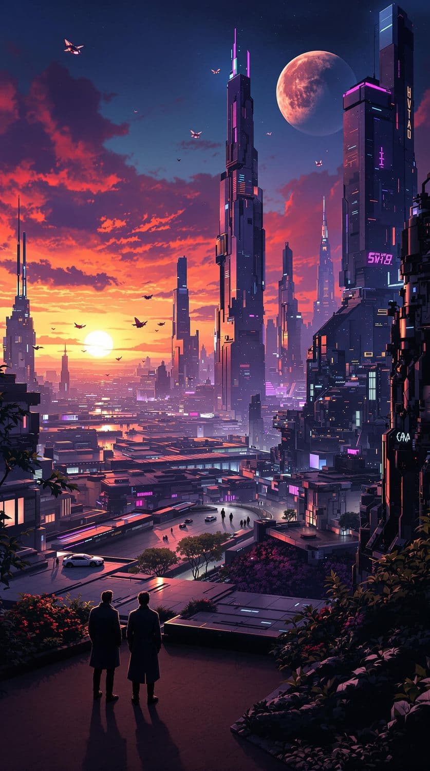 Futuristic Cityscape at Dusk