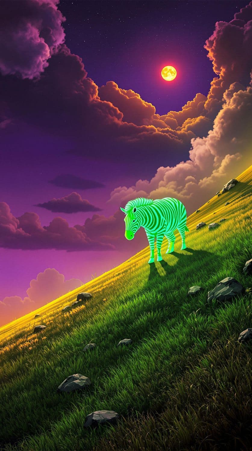 Neon Zebra in Meadow