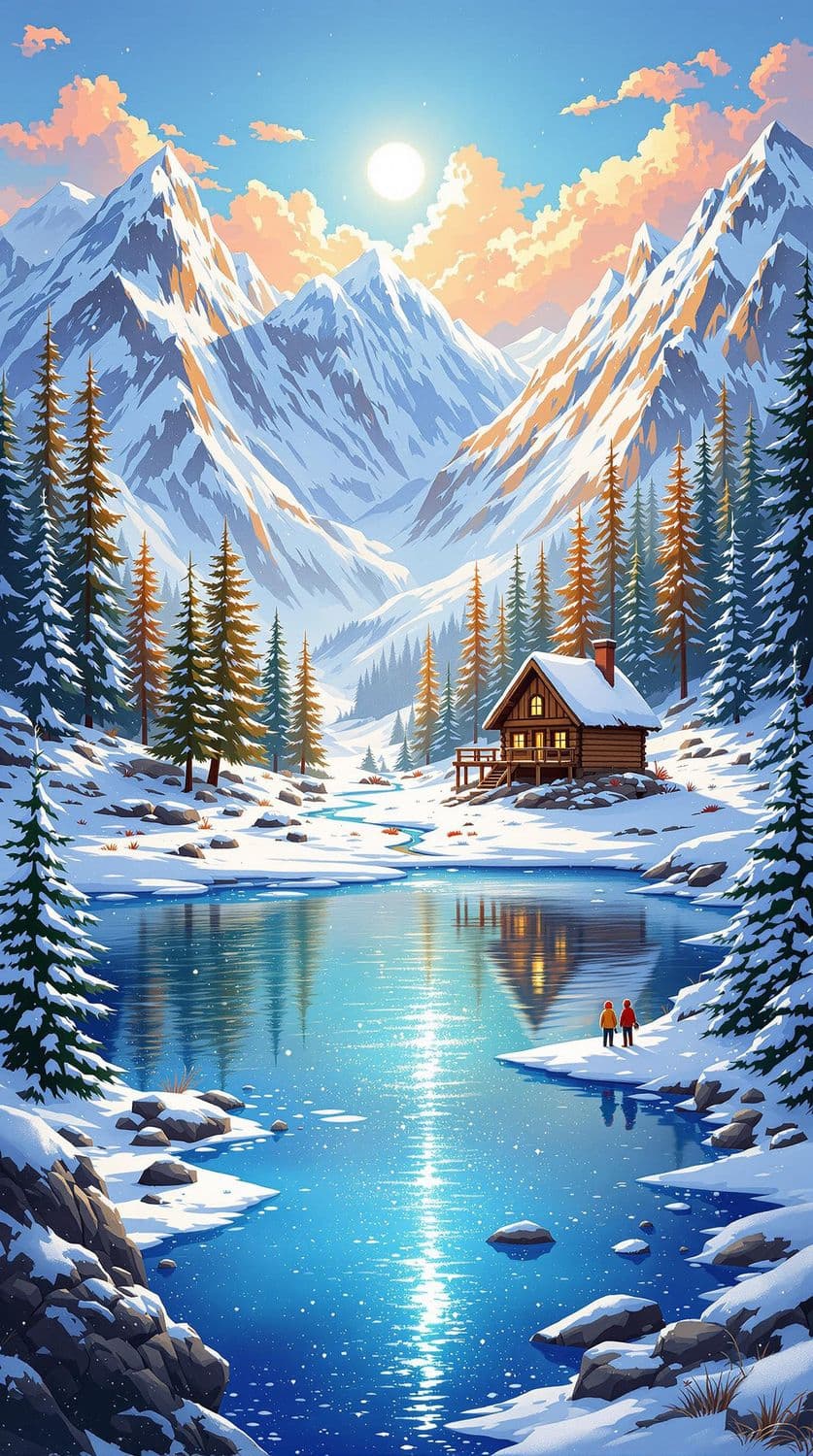 Winter's Embrace in the Mountains