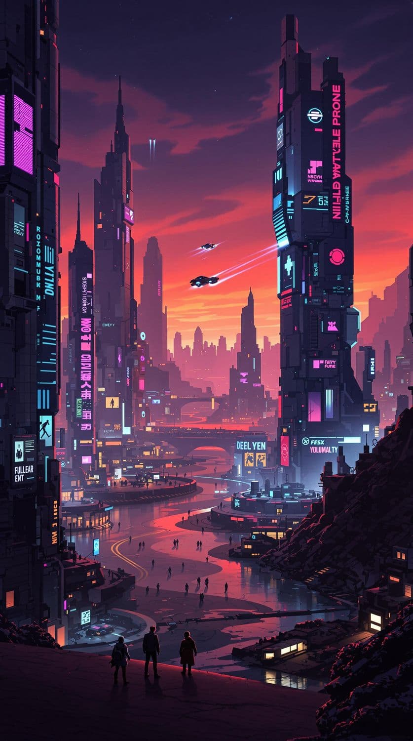 Cyberpunk Metropolis at Dusk