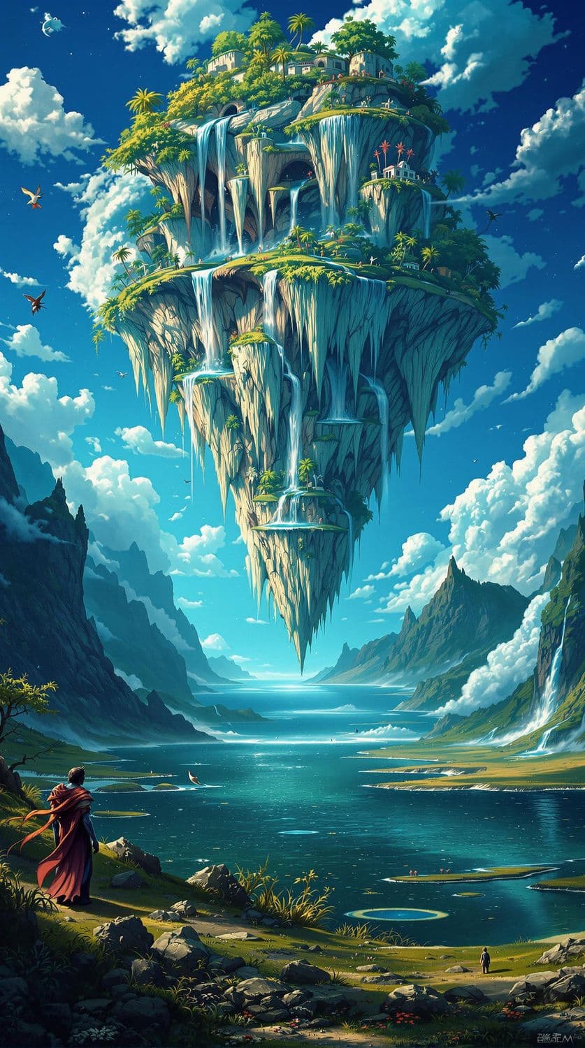 Oceanic Dreamscape with Floating Islands