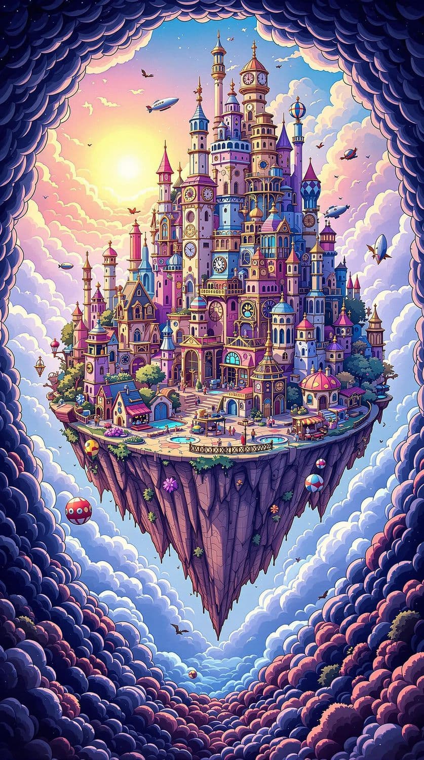 Dreamlike Floating Island