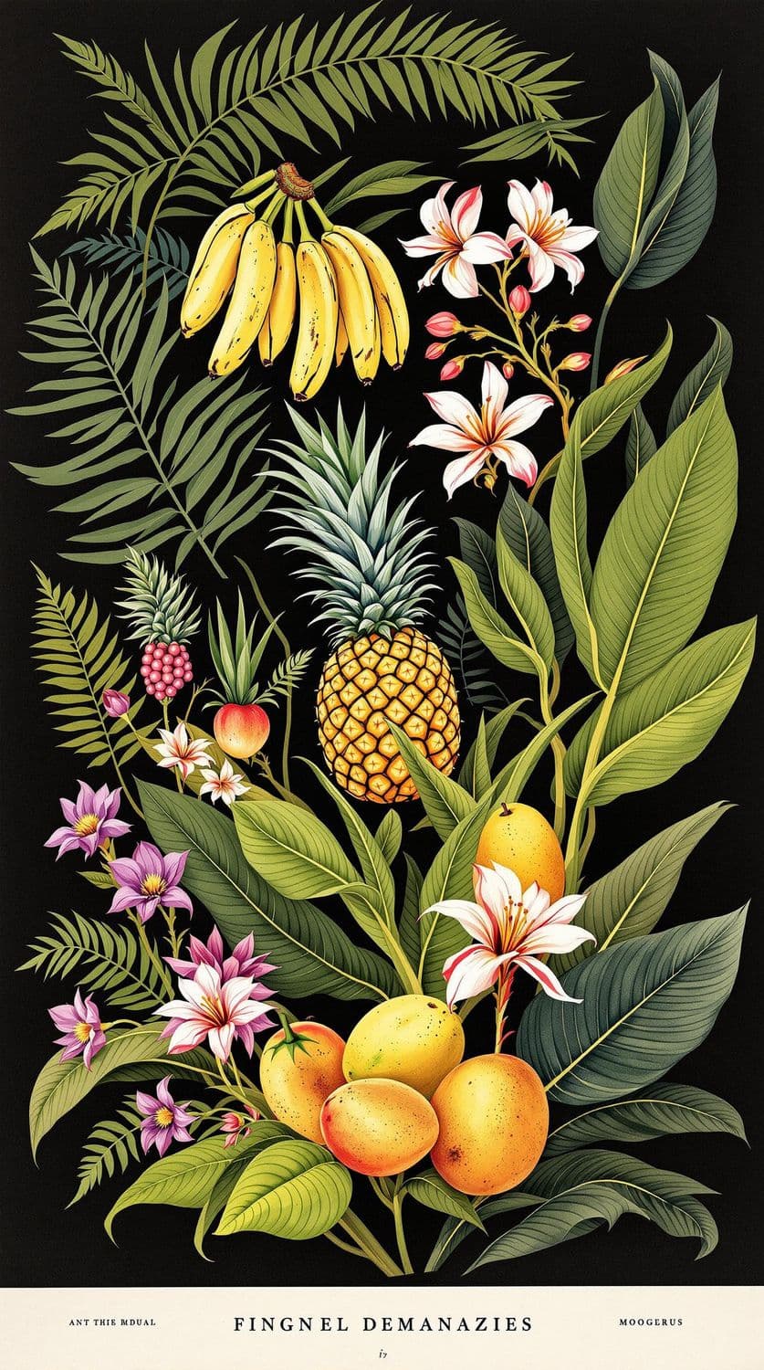 Tropical Fruits Botanical Art