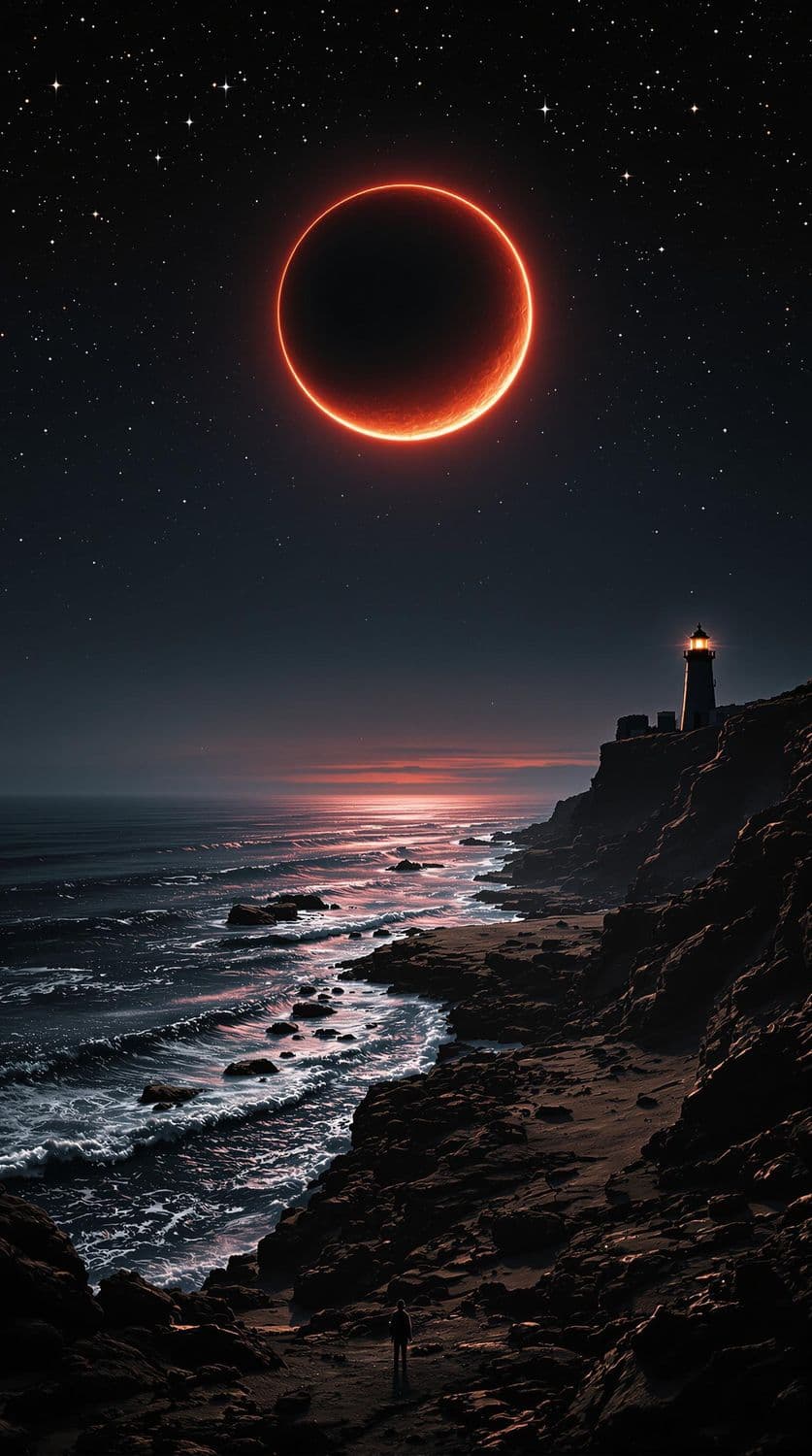 Lunar Eclipse Over Tranquil Waters
