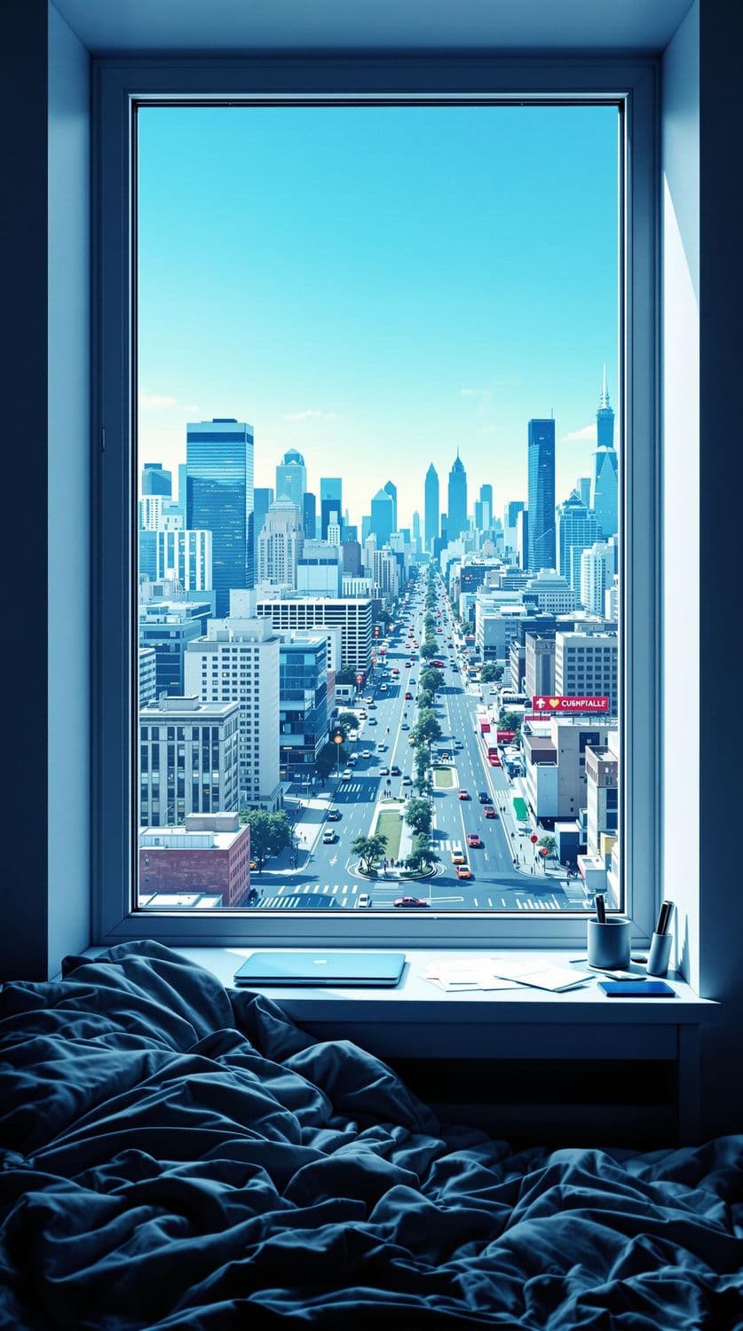 Minimalist Study with Midday City View