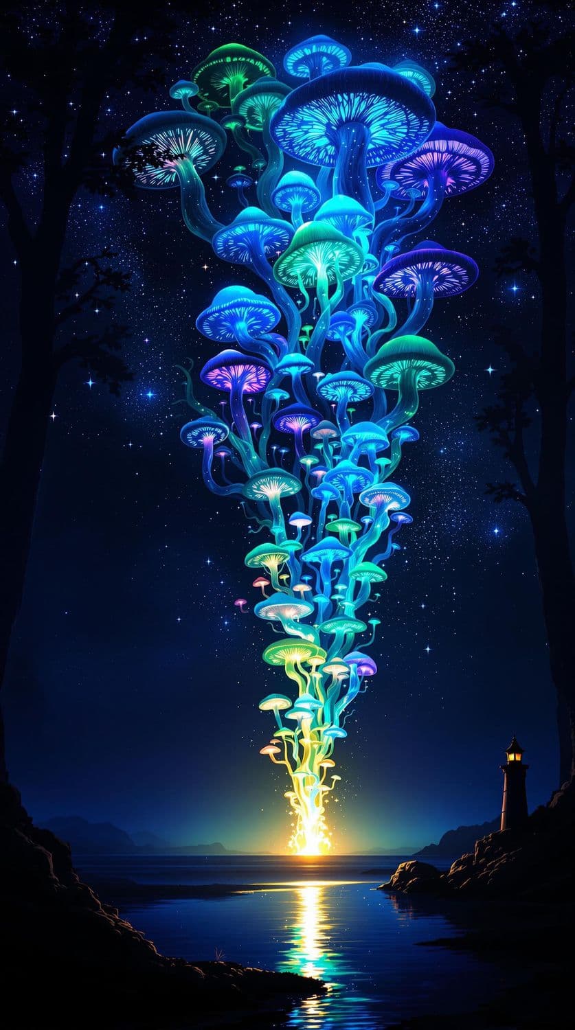 Enchanted Forest of Glowing Mushrooms