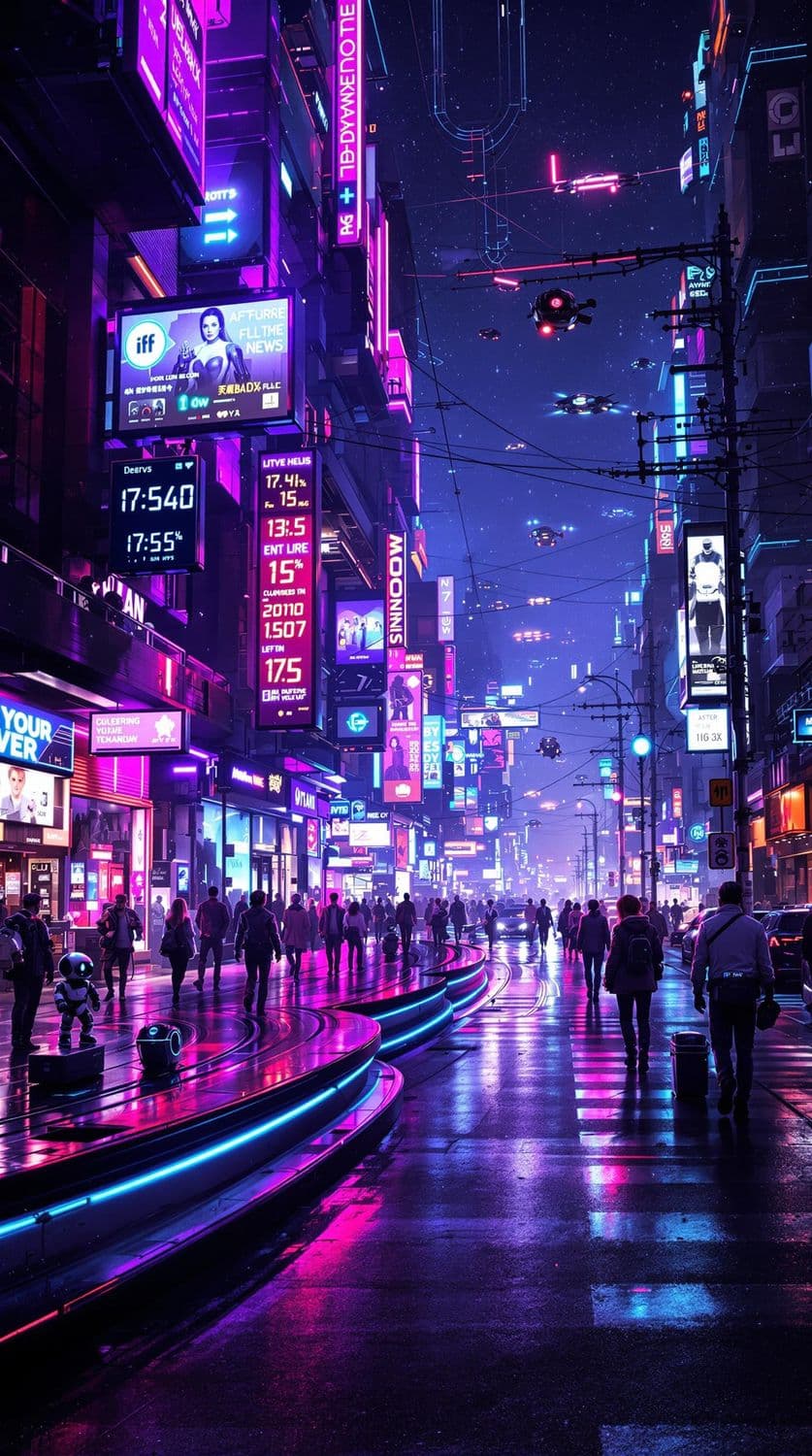Neon Cyberpunk City Street