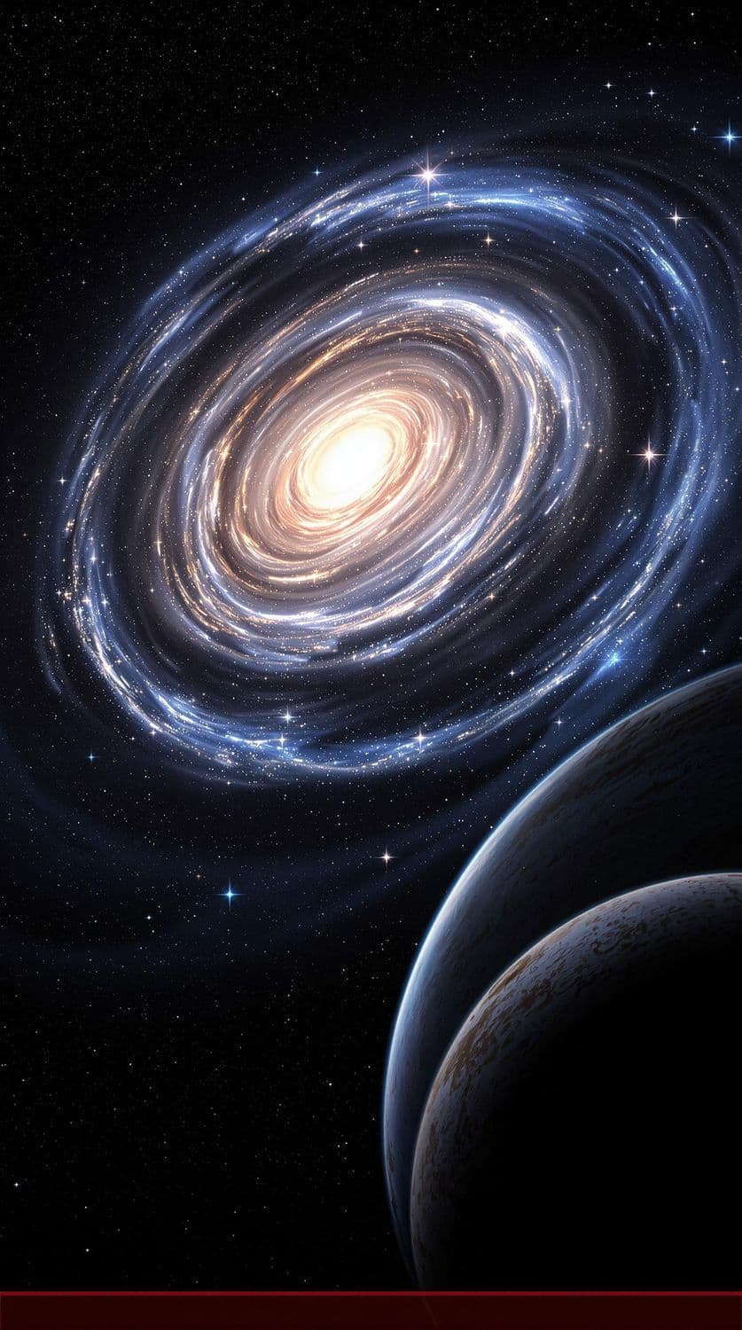 Spiral Galaxy with Foreground Planet
