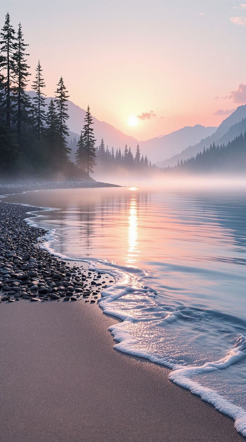 Serene Mountain Lake at Sunrise