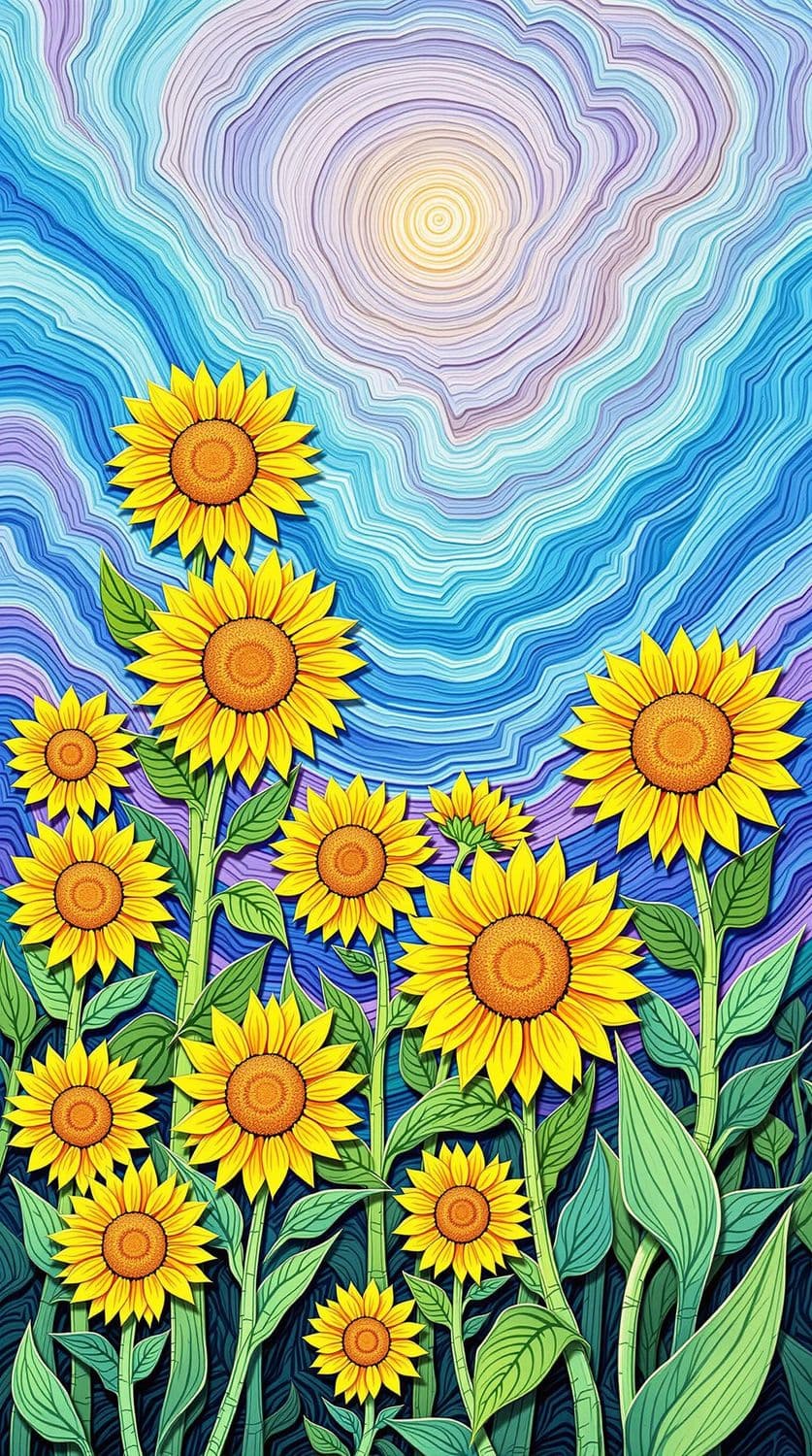 Whimsical Sunflower Field