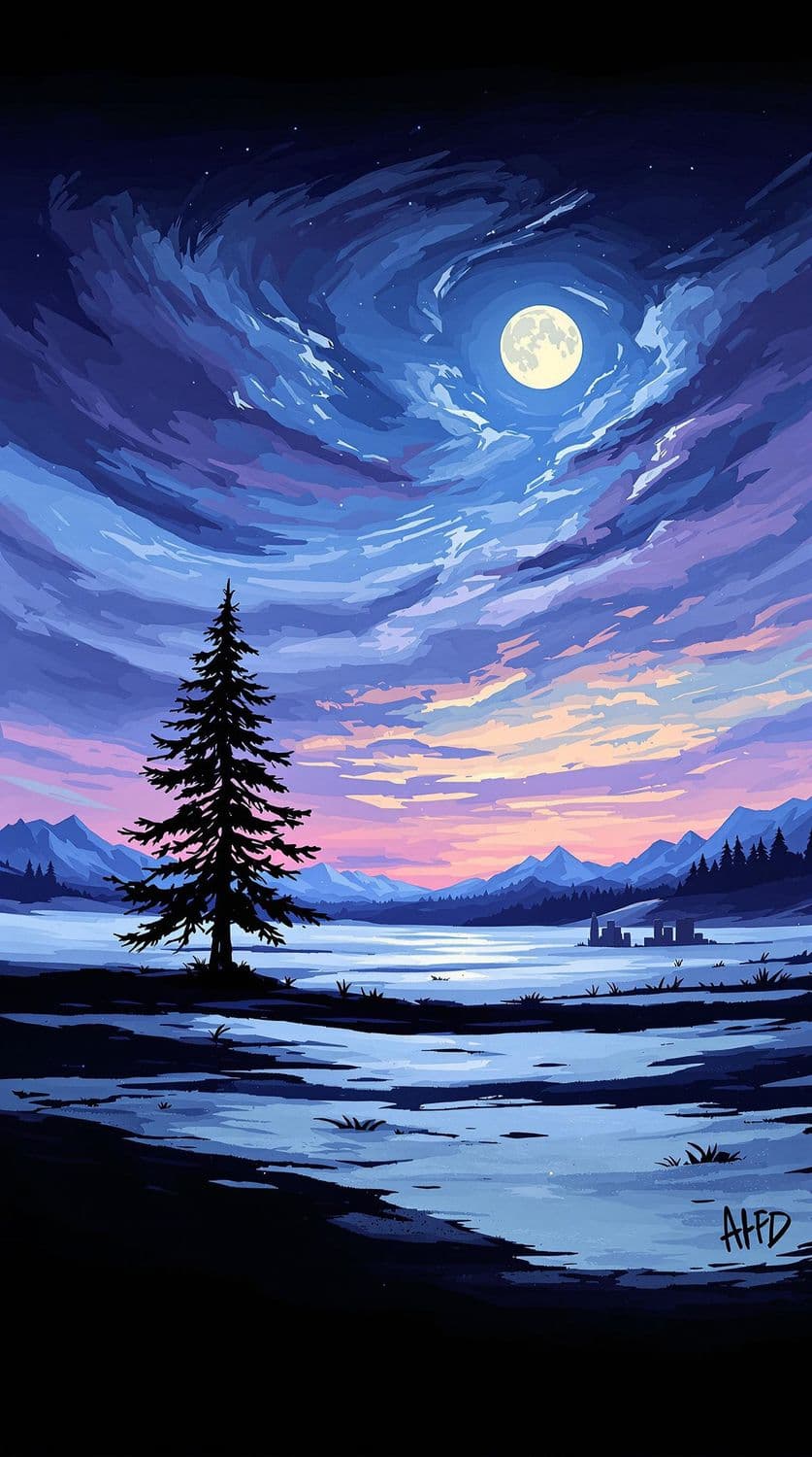 Twilight in a Snowy Landscape