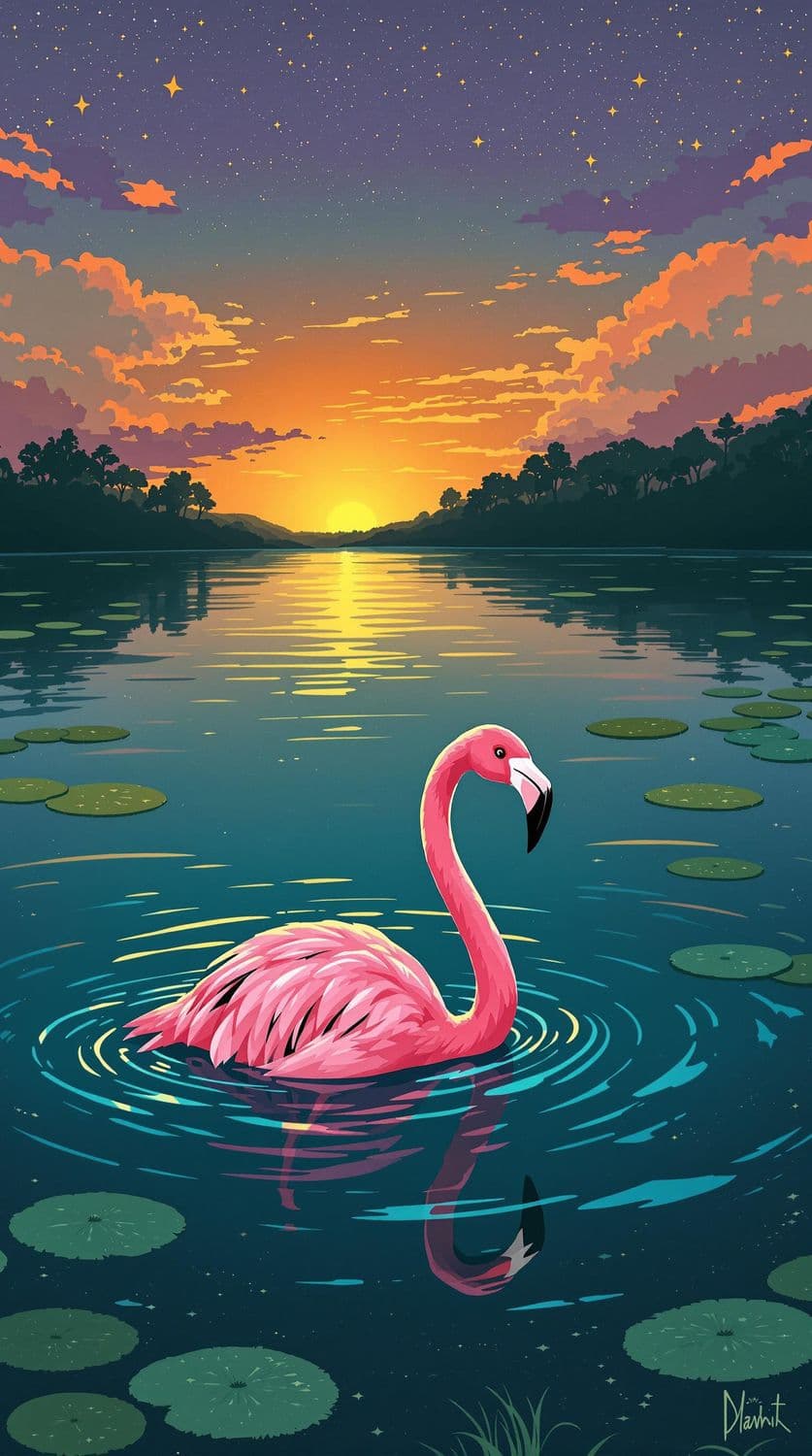 Flamingo at Sunset