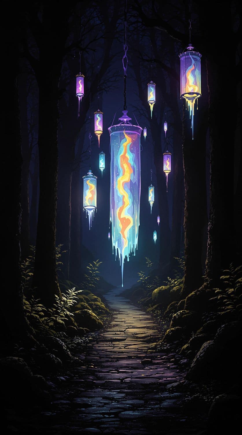 Lantern-Lit Forest Path