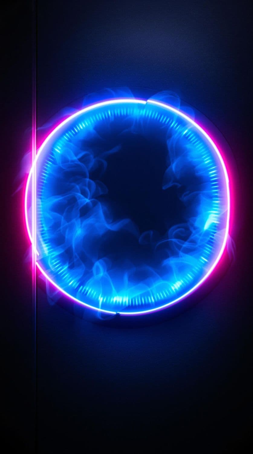Neon Blue Circle on Metal