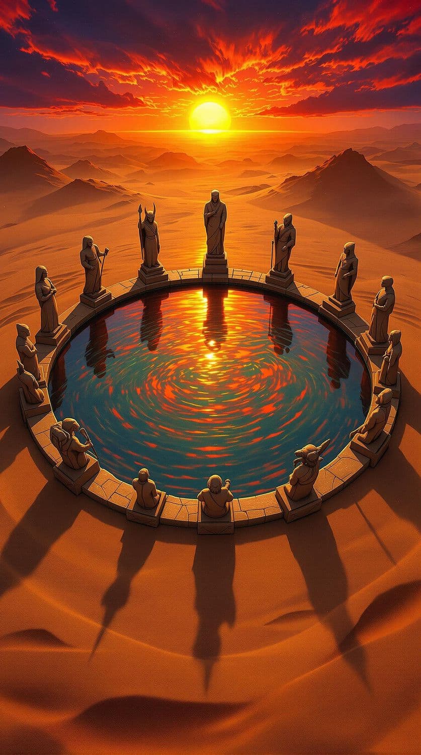 Mythical Oasis at Sunset