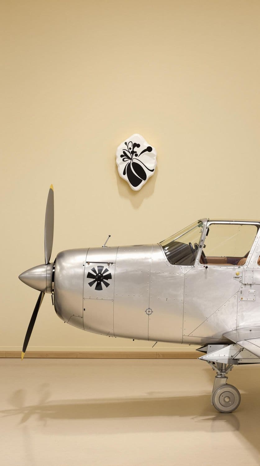 Vintage Airplane and Abstract Sculpture