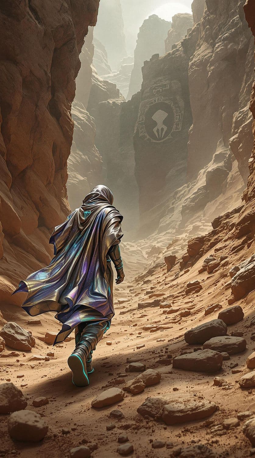 Futuristic Nomad in Alien Canyon