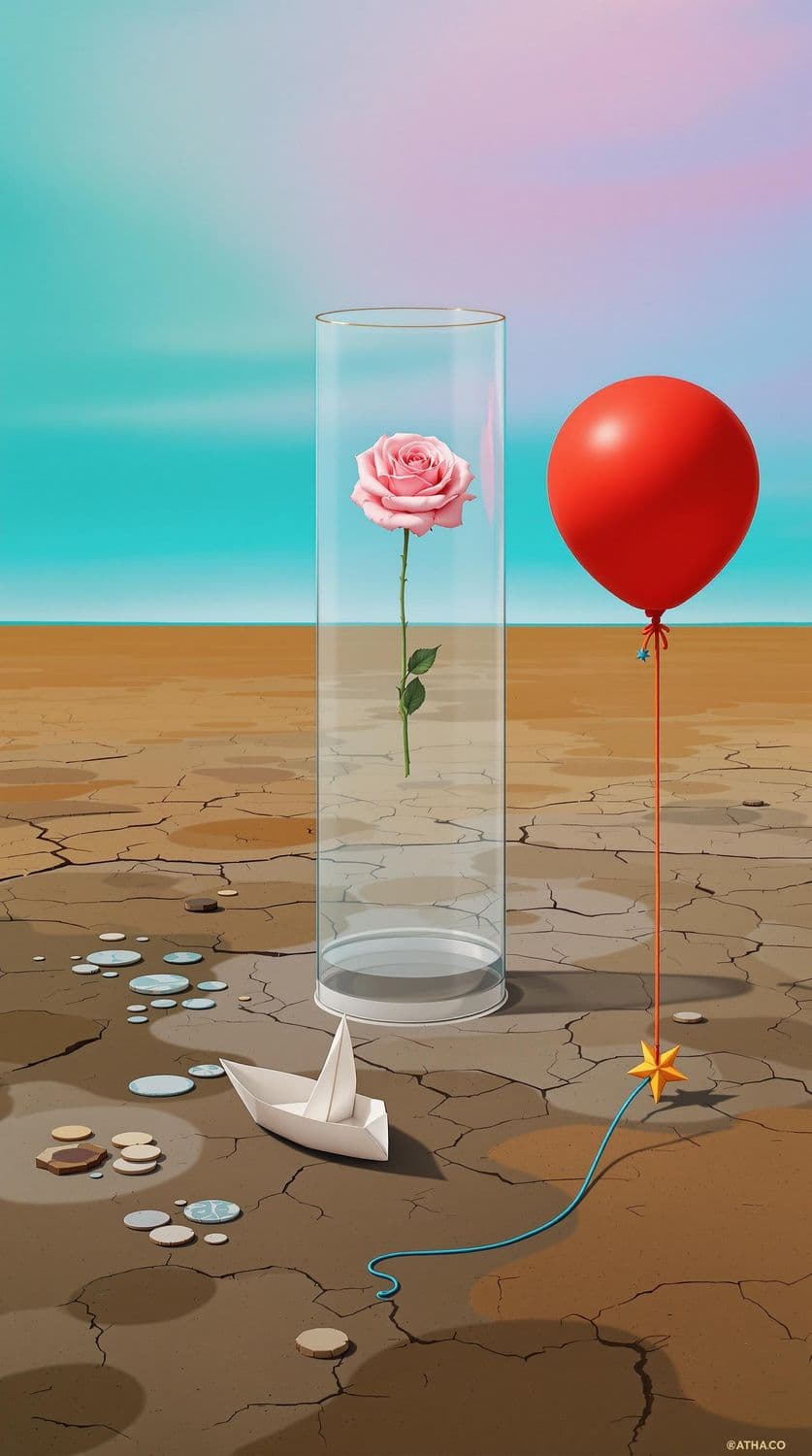 Rose in a Cone with Paper Boat