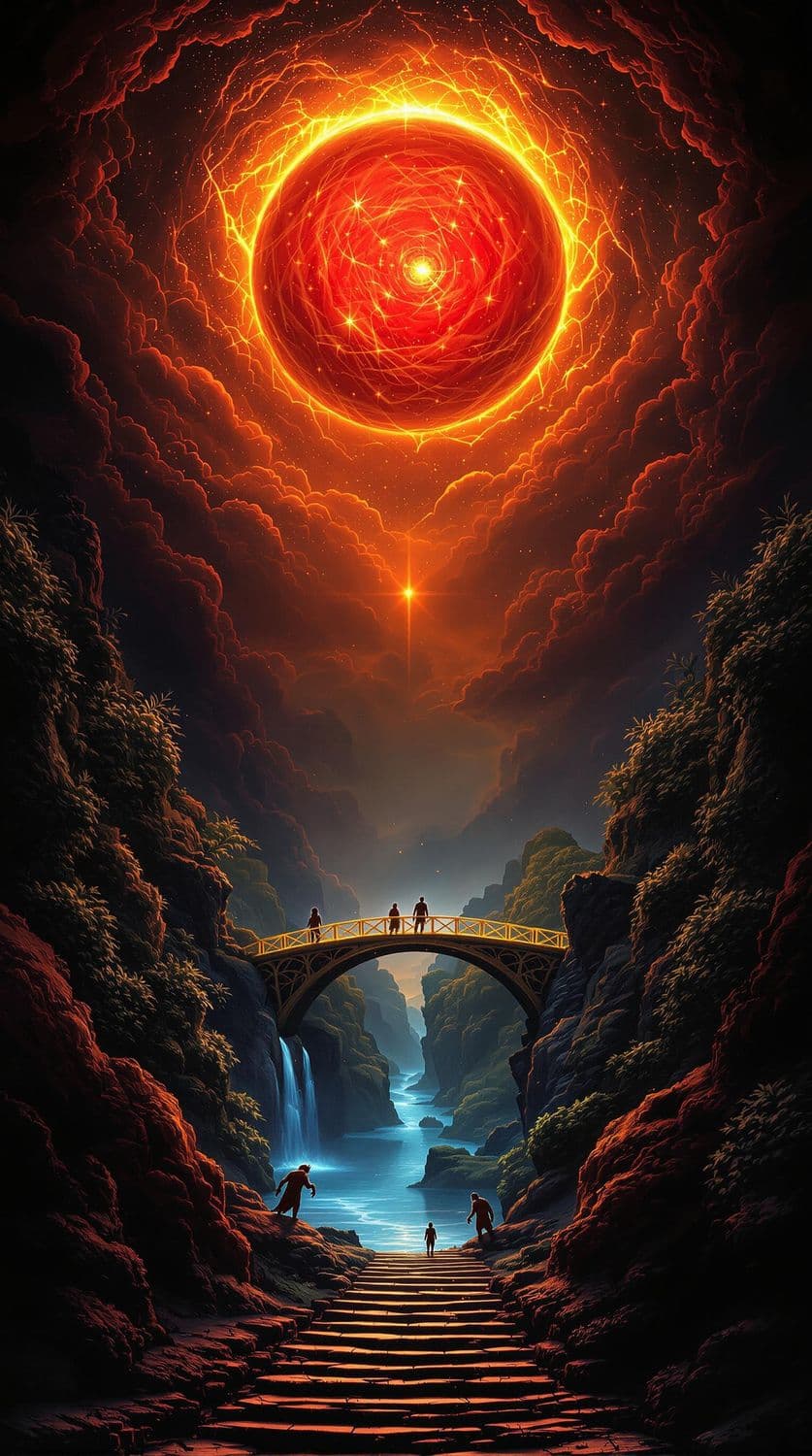 Enchanted Red Orb Landscape