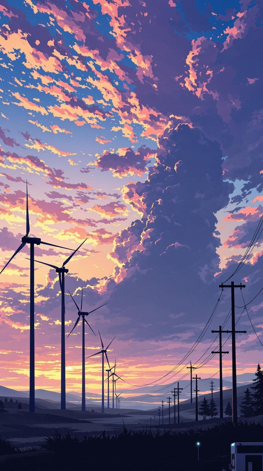 Golden Dawn with Wind Turbines