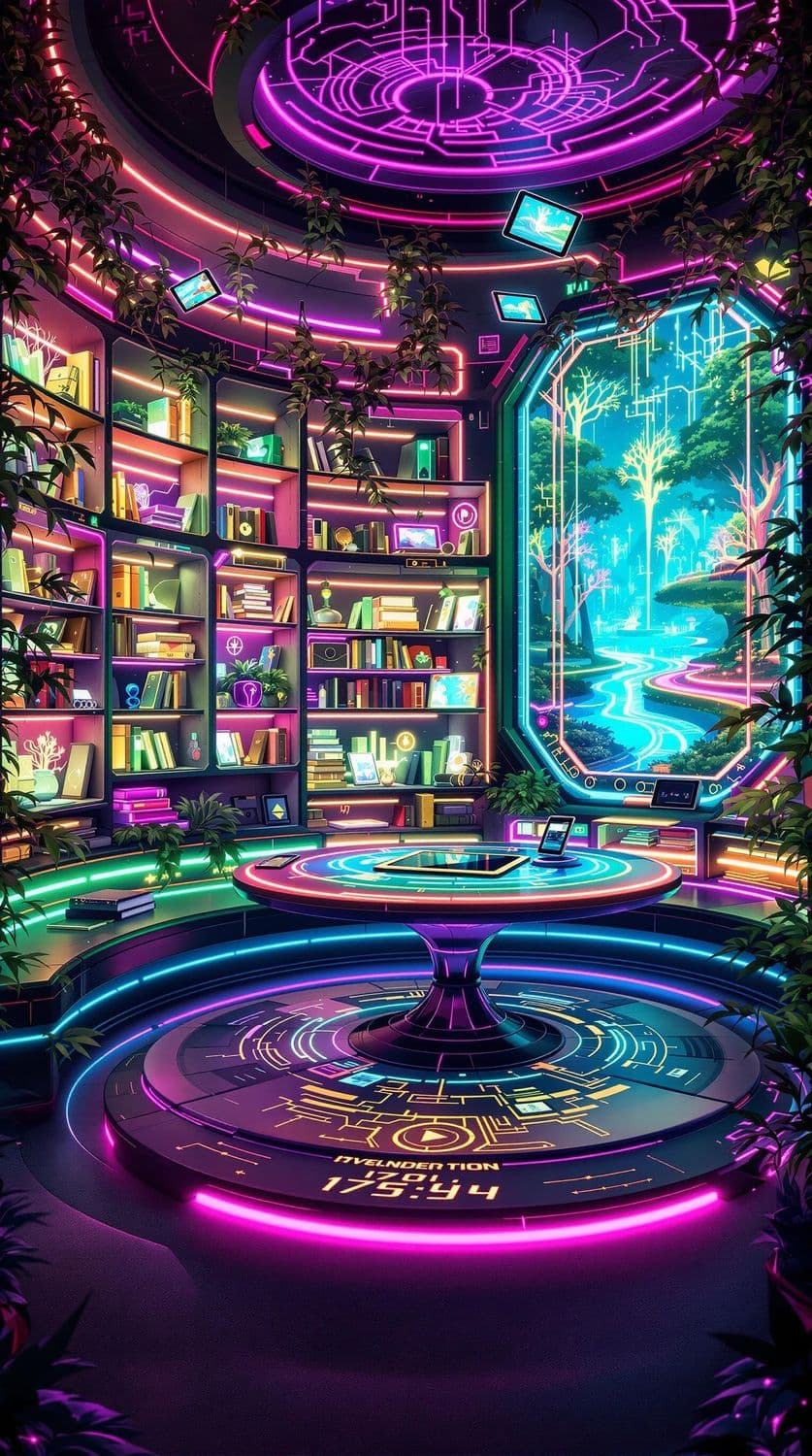 Futuristic Neon Library