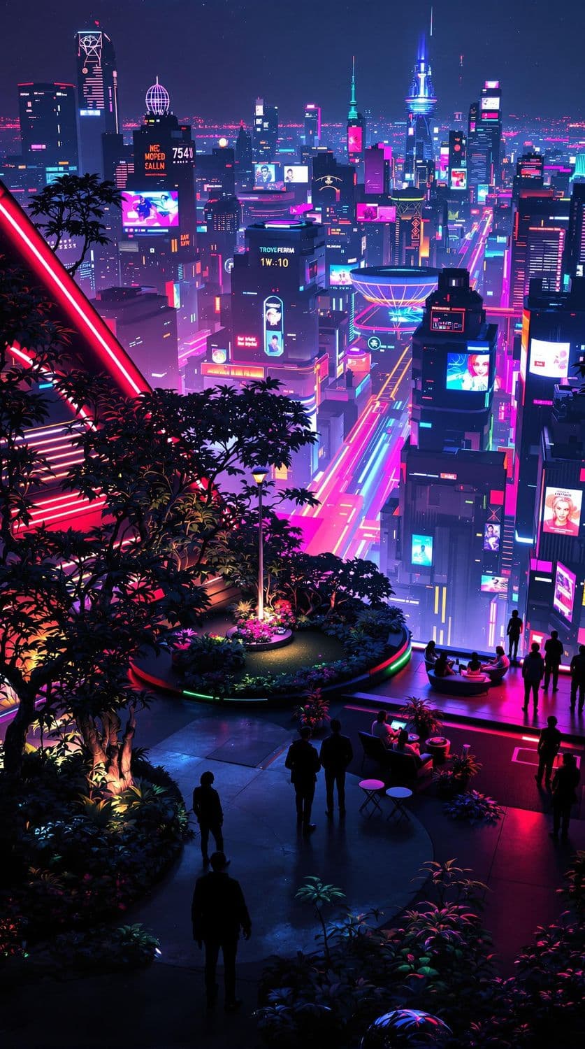 Rooftop Neon Oasis