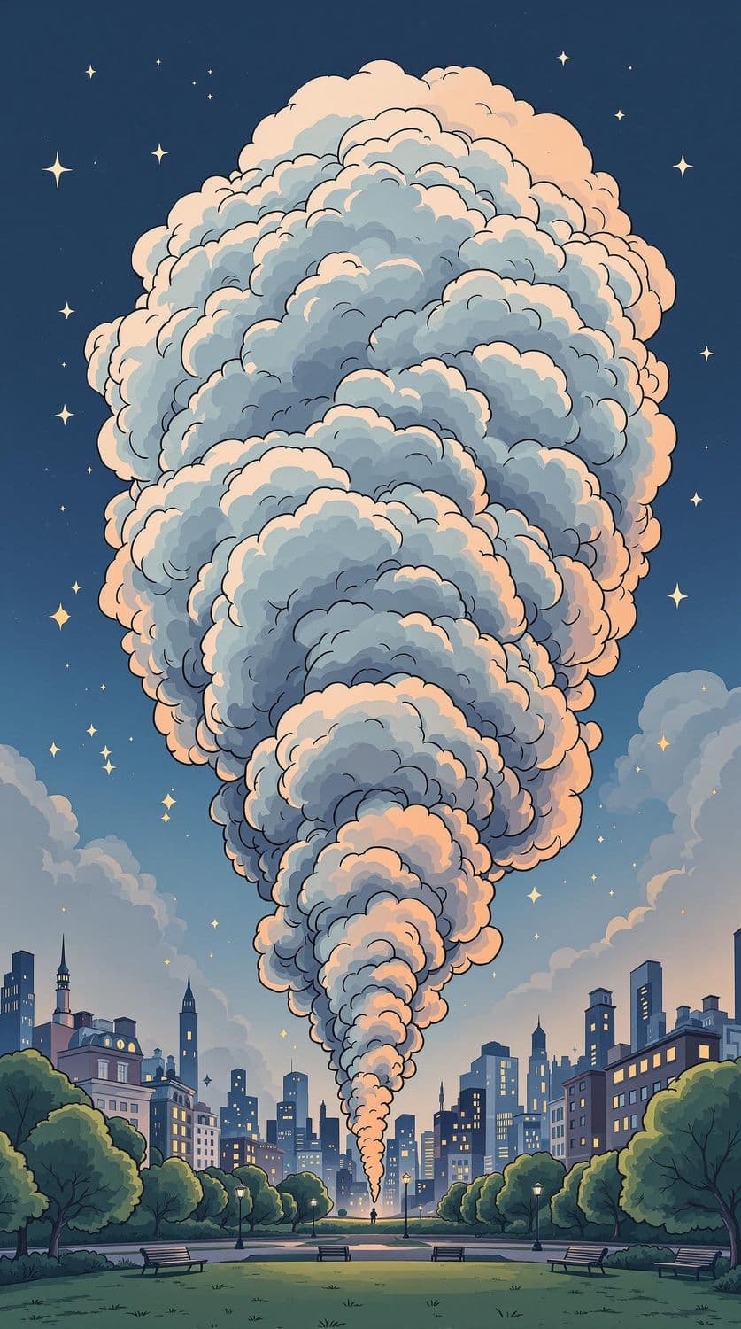 Whimsical Urban Skyline