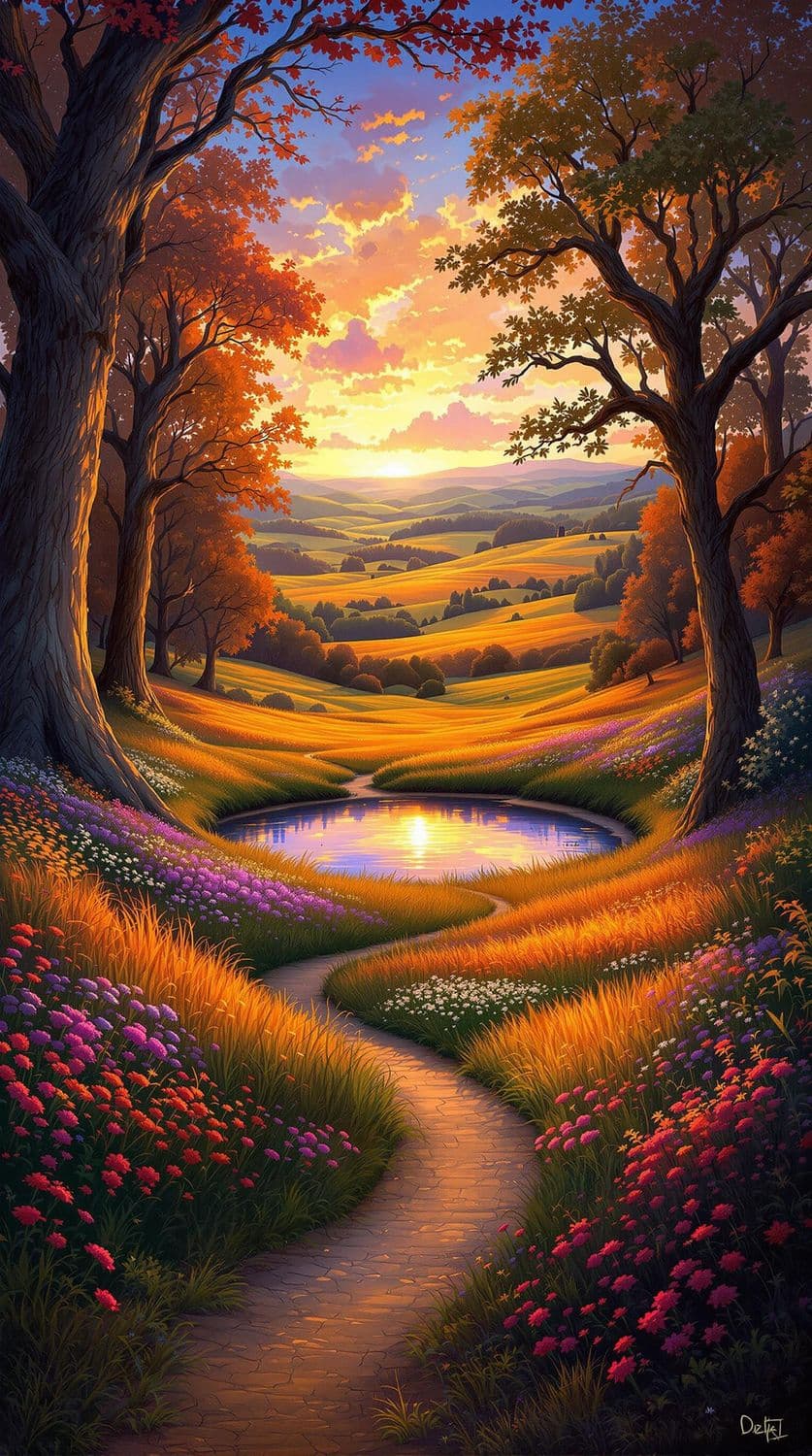 Forest Glade at Sunset