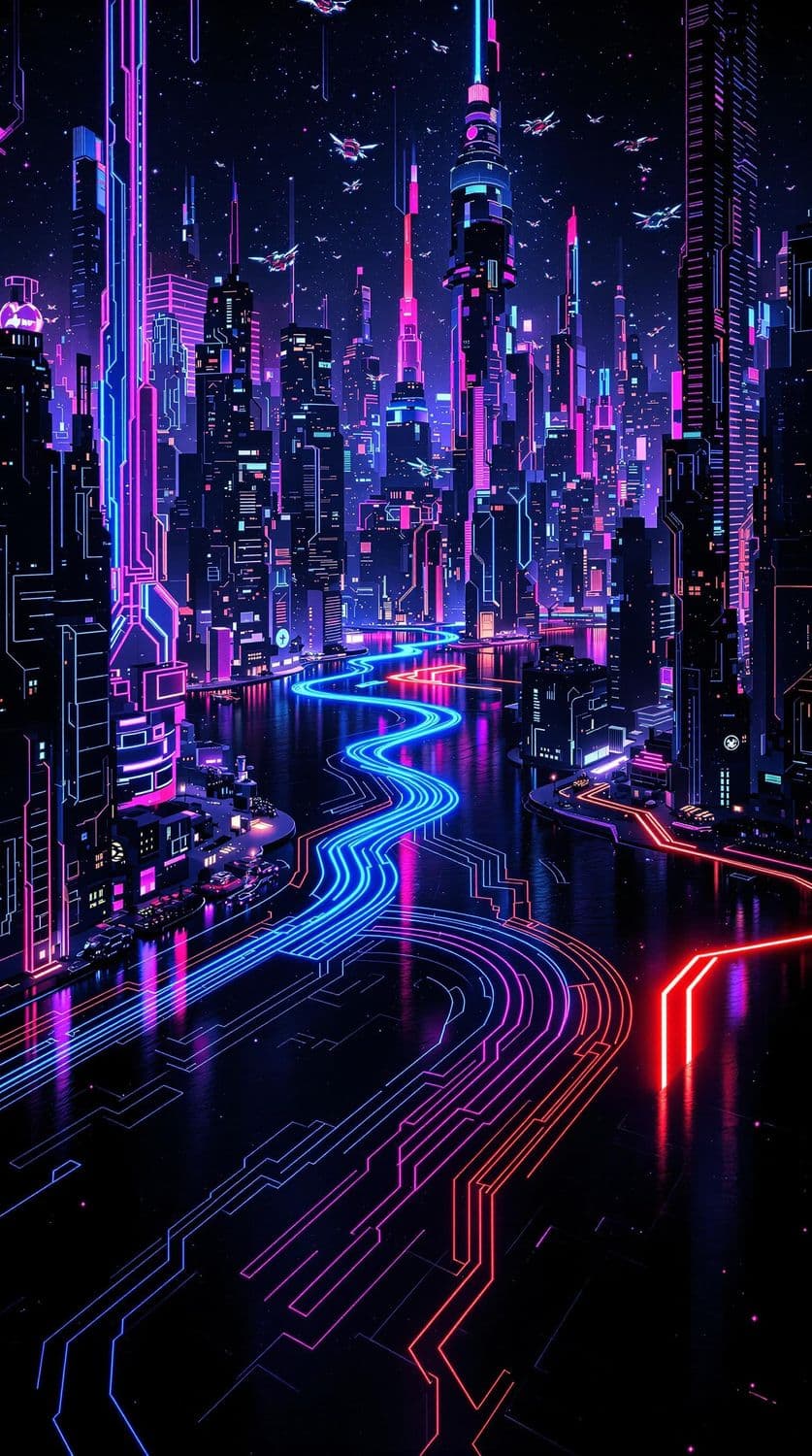 Neon Cityscape at Night