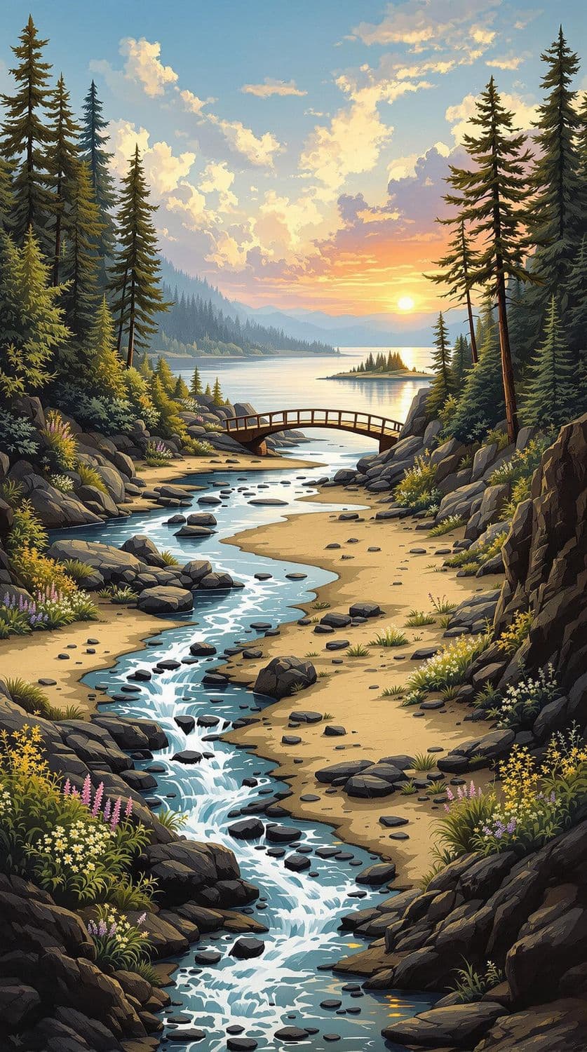 Serene Lakeside at Sunset