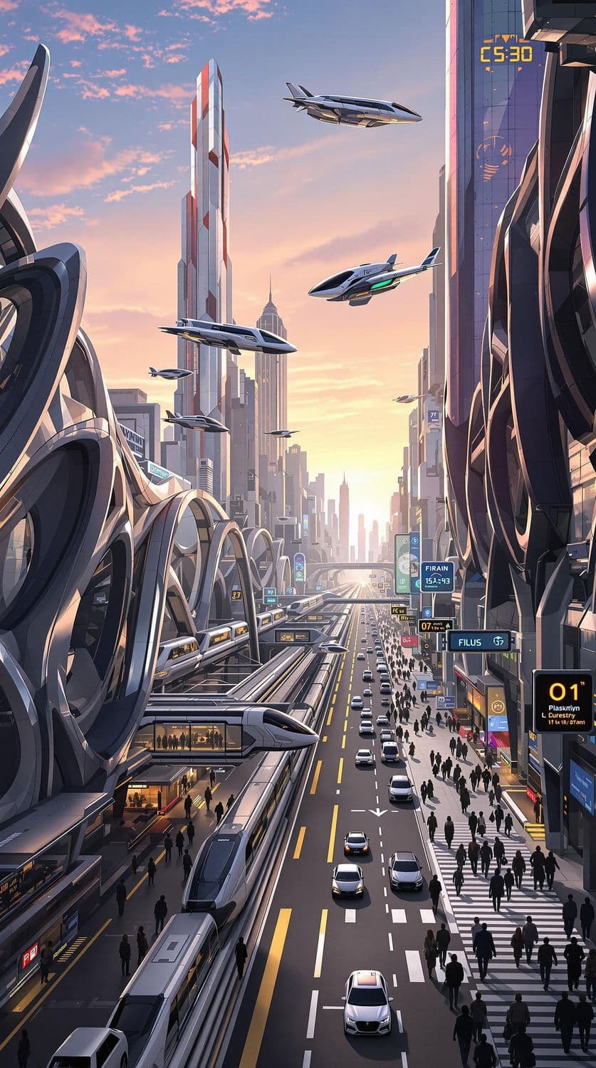 Futuristic Transit Hub at Dawn