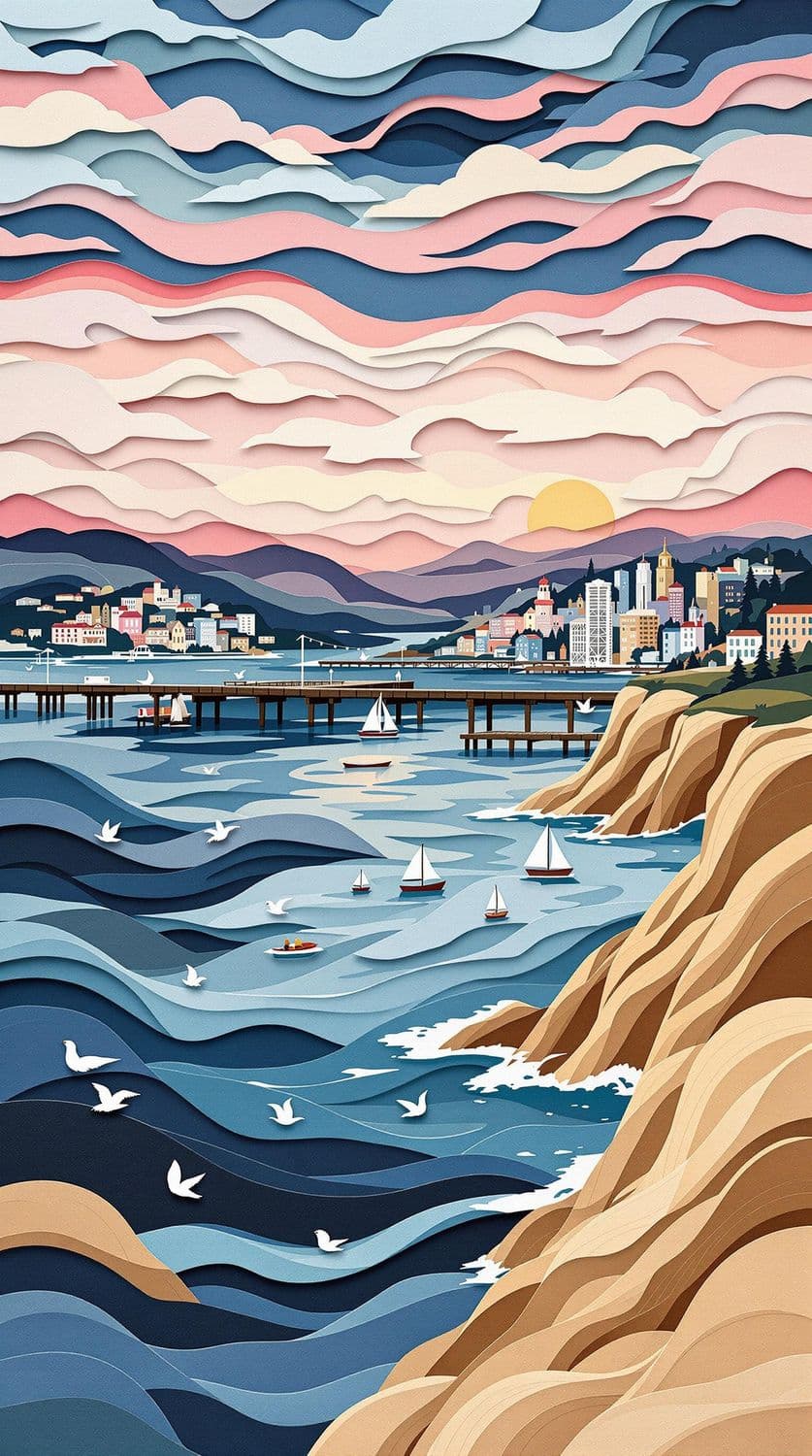 Coastal Cityscape at Dawn