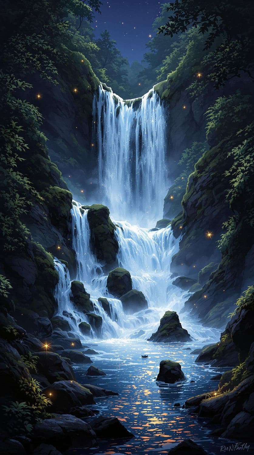 Mystical Forest Waterfall
