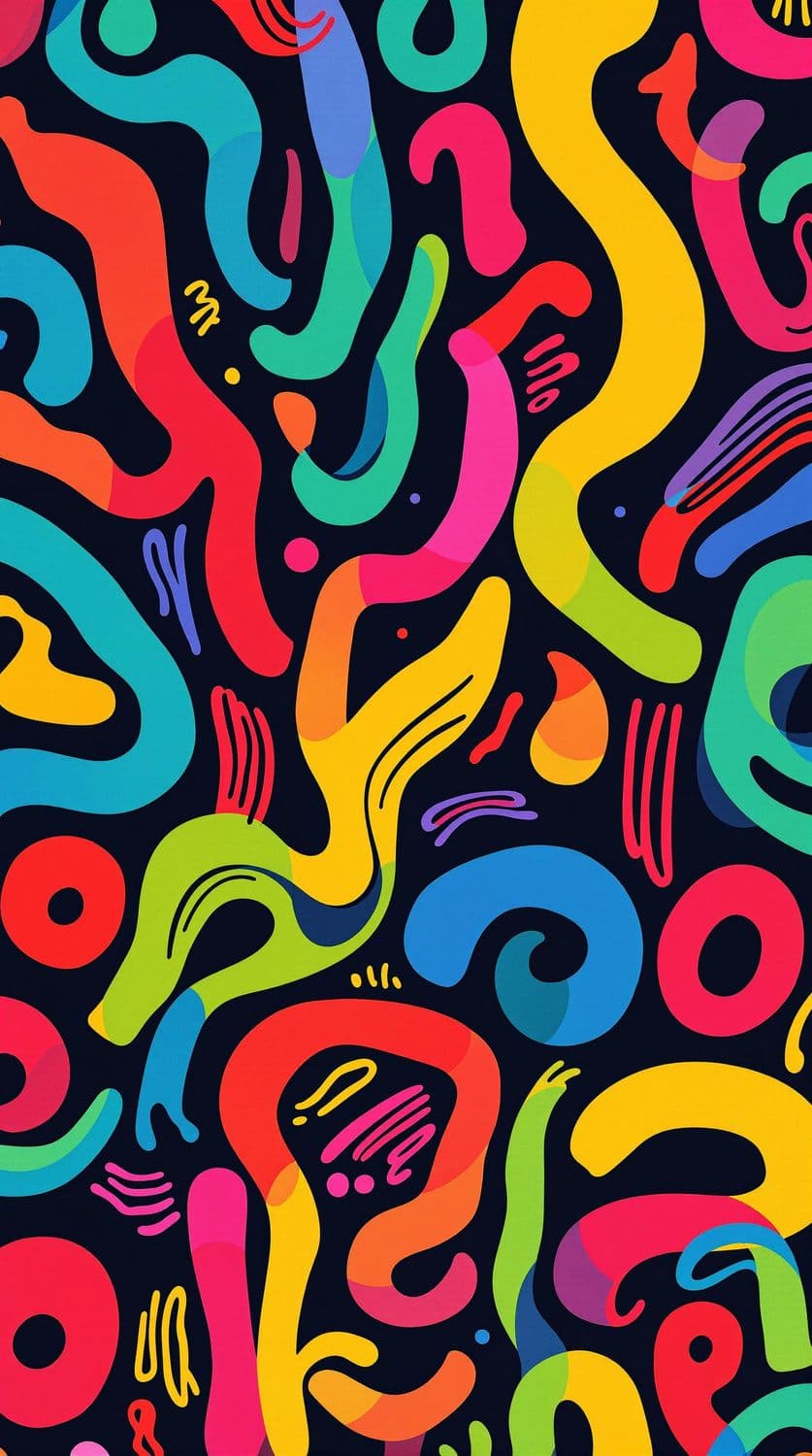 Vibrant Swirls on Navy