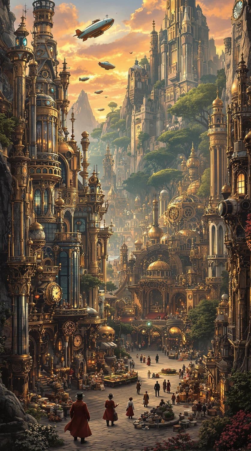 Steampunk City at Dusk