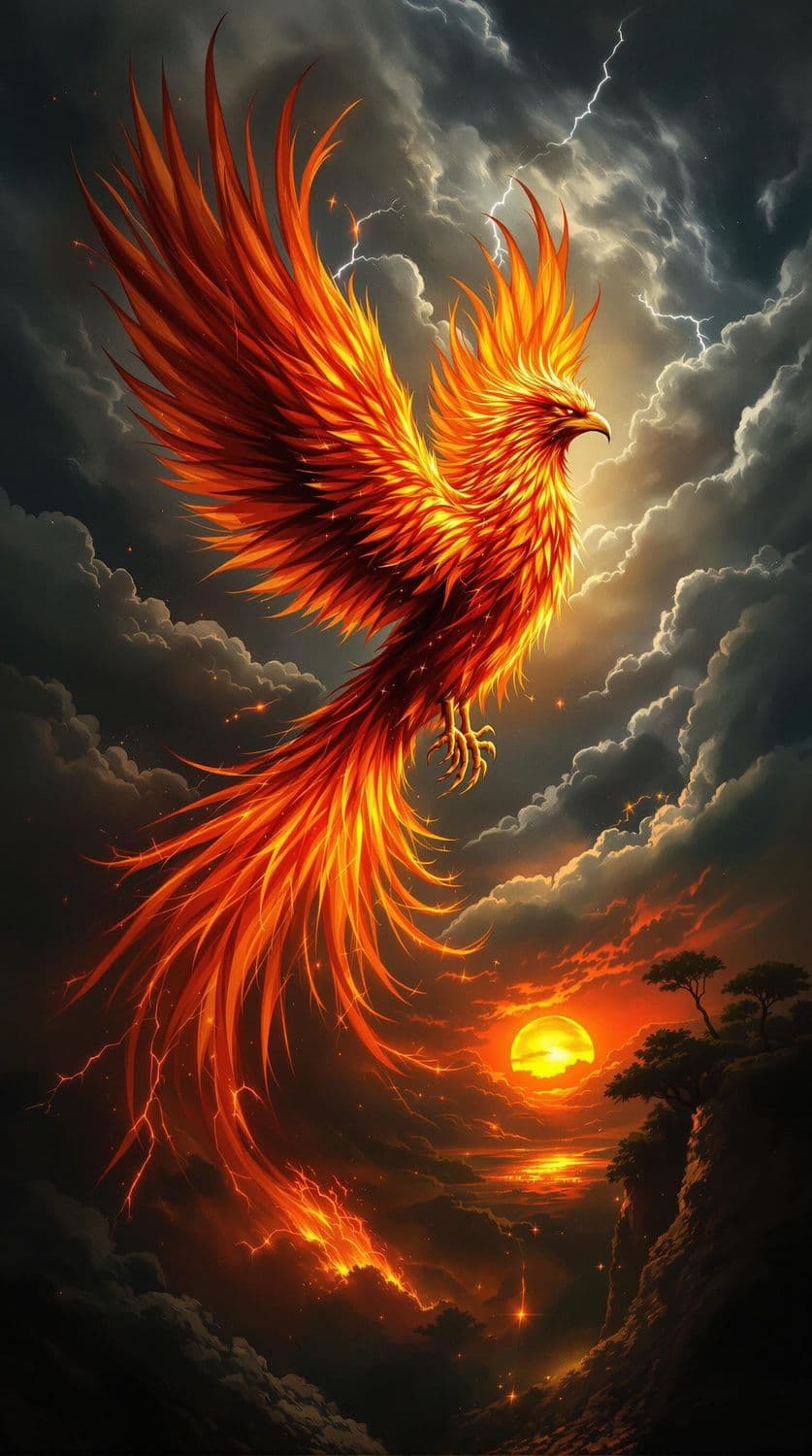 Phoenix in Stormy Skies