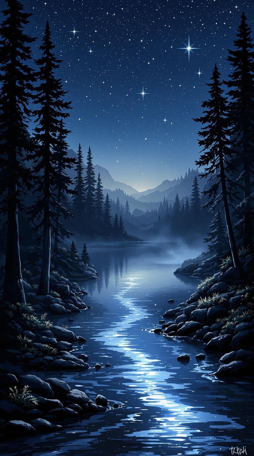 Starlit Lakeside Serenity