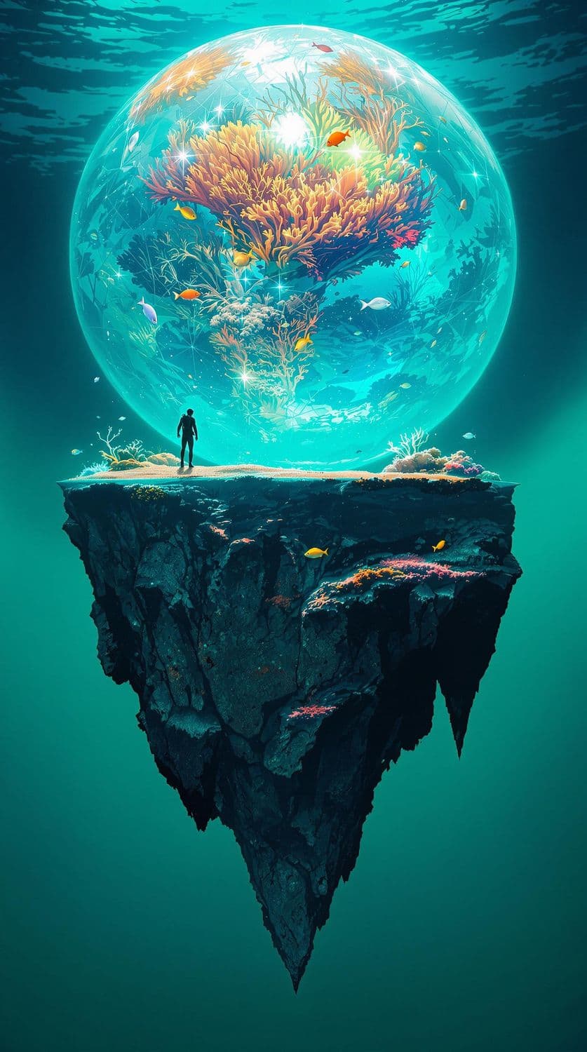 Underwater Realm with Glowing Orb