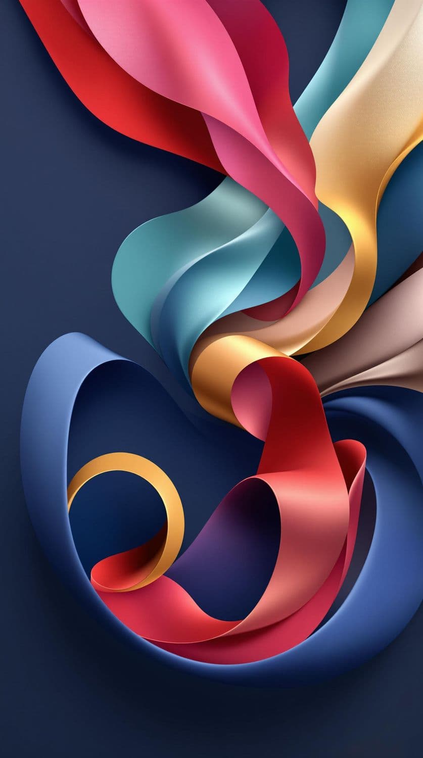 Flowing Ribbons in Pink, Teal, and Gold