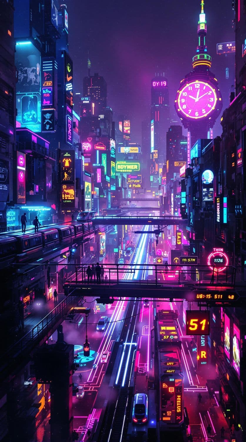 Cyberpunk Metropolis at Night