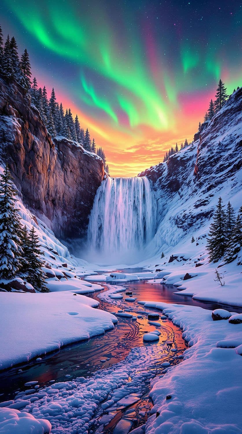 Frozen Falls at Dawn