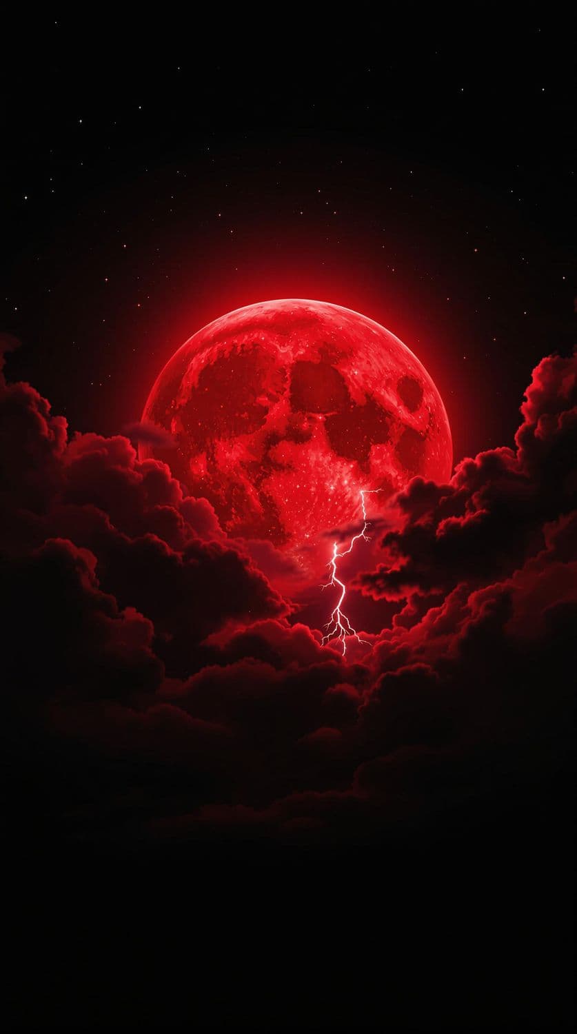 Crimson Moon and Stormy Skies