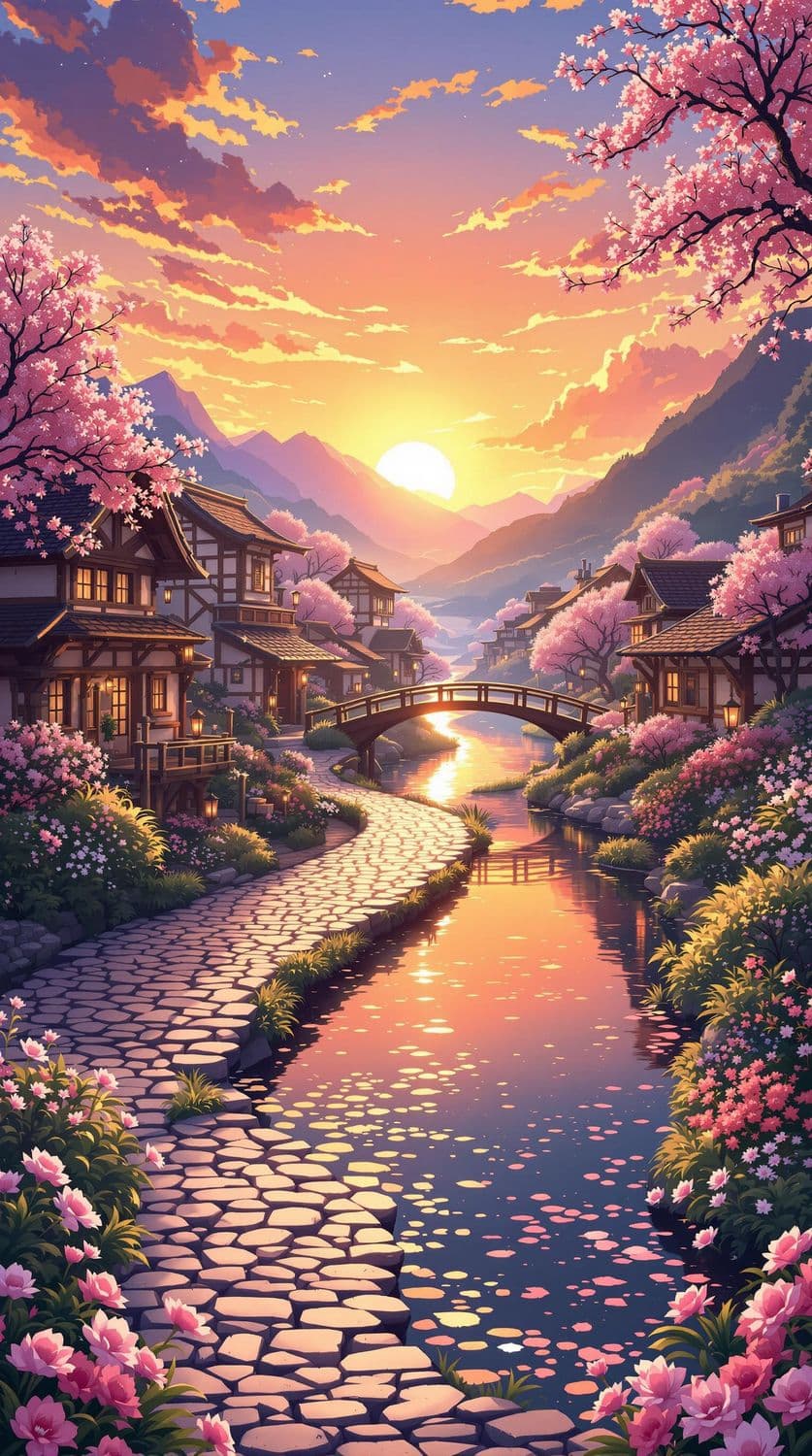 Golden Hour Village Serenity