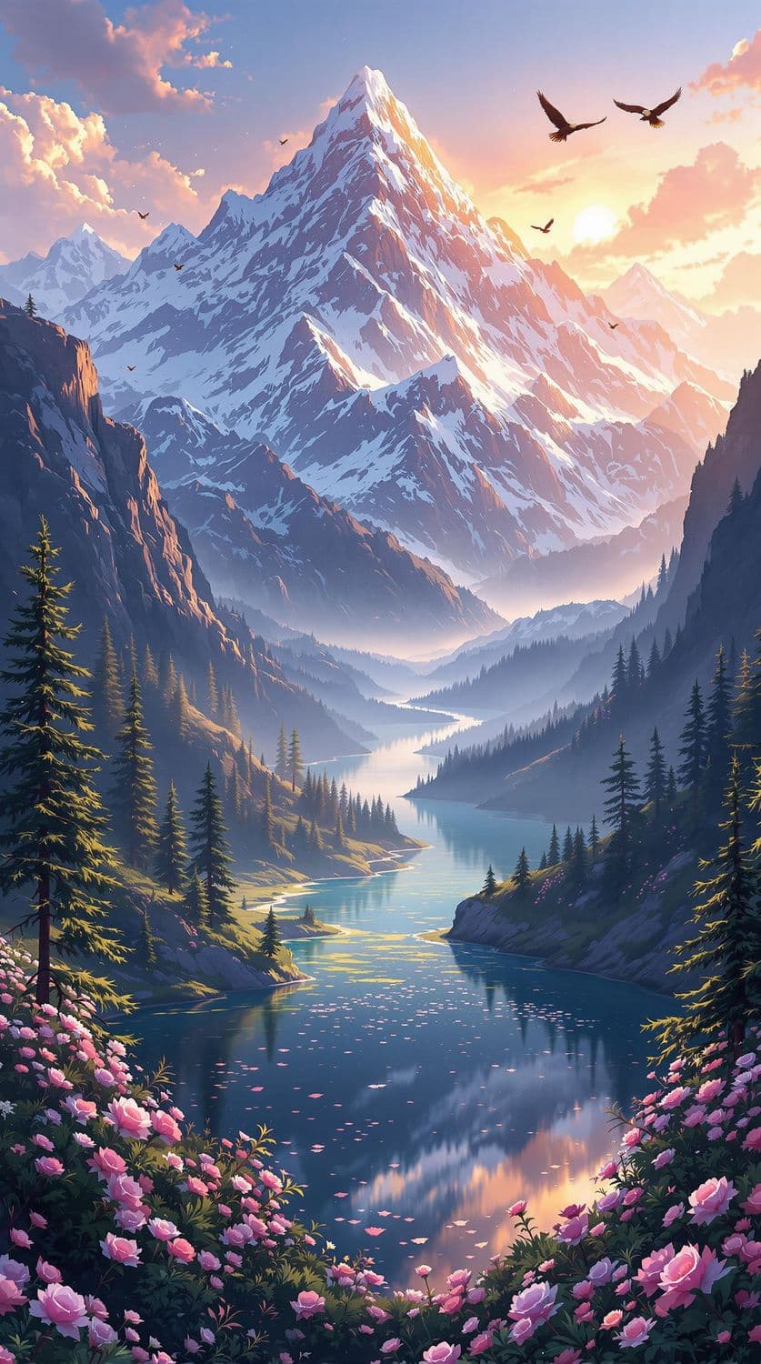 Dawn in the Majestic Mountains
