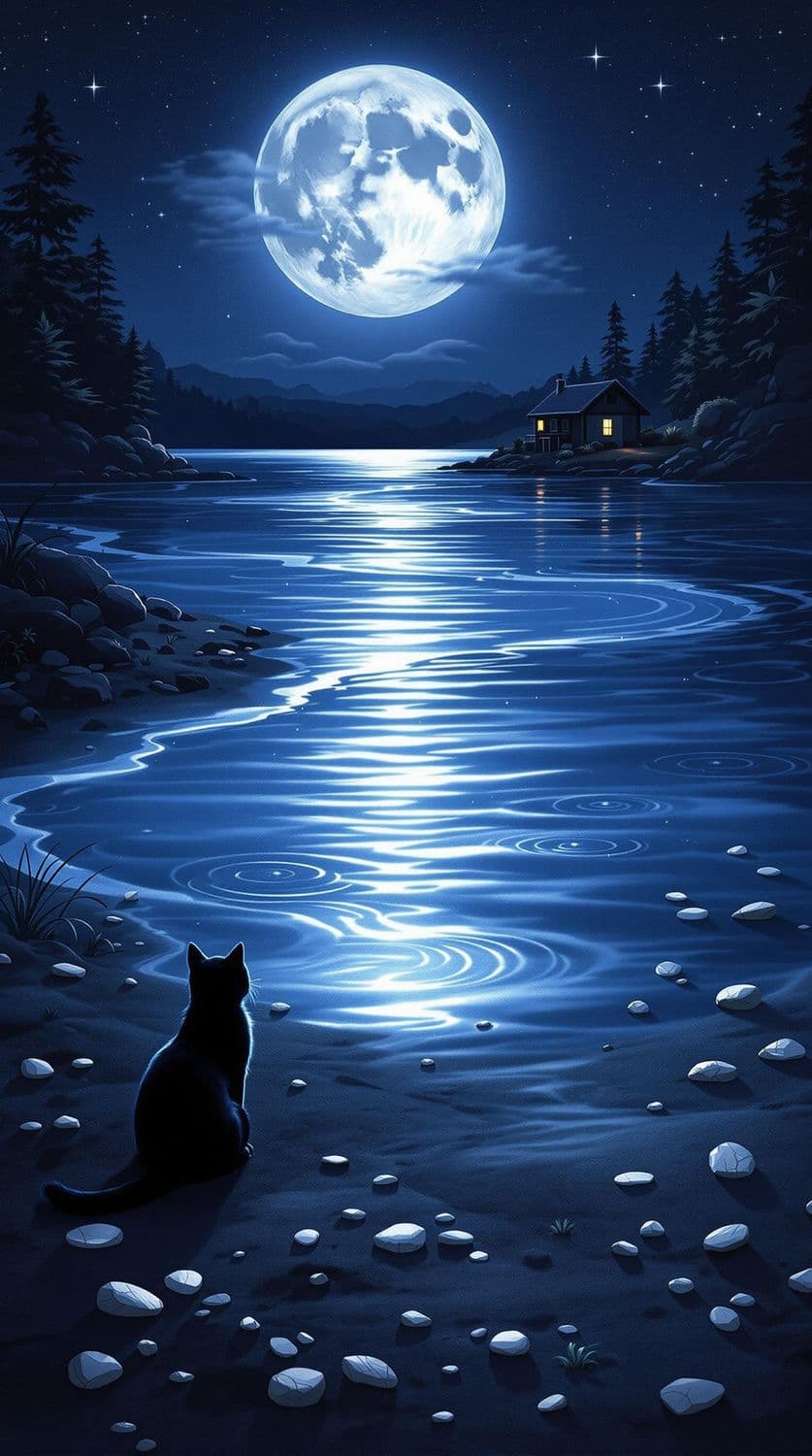 Moonlit Lakeside Serenity