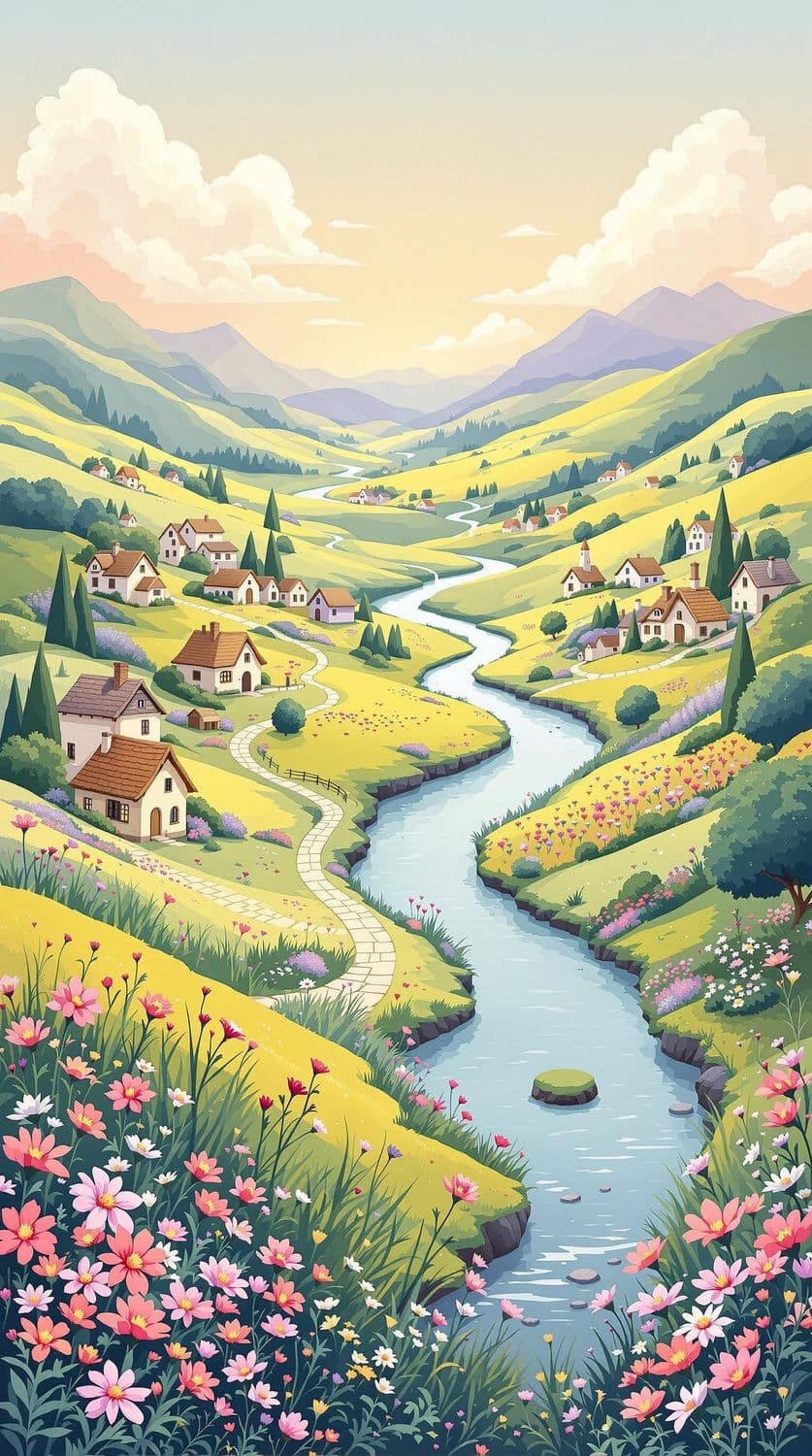 Idyllic Village in Bloom