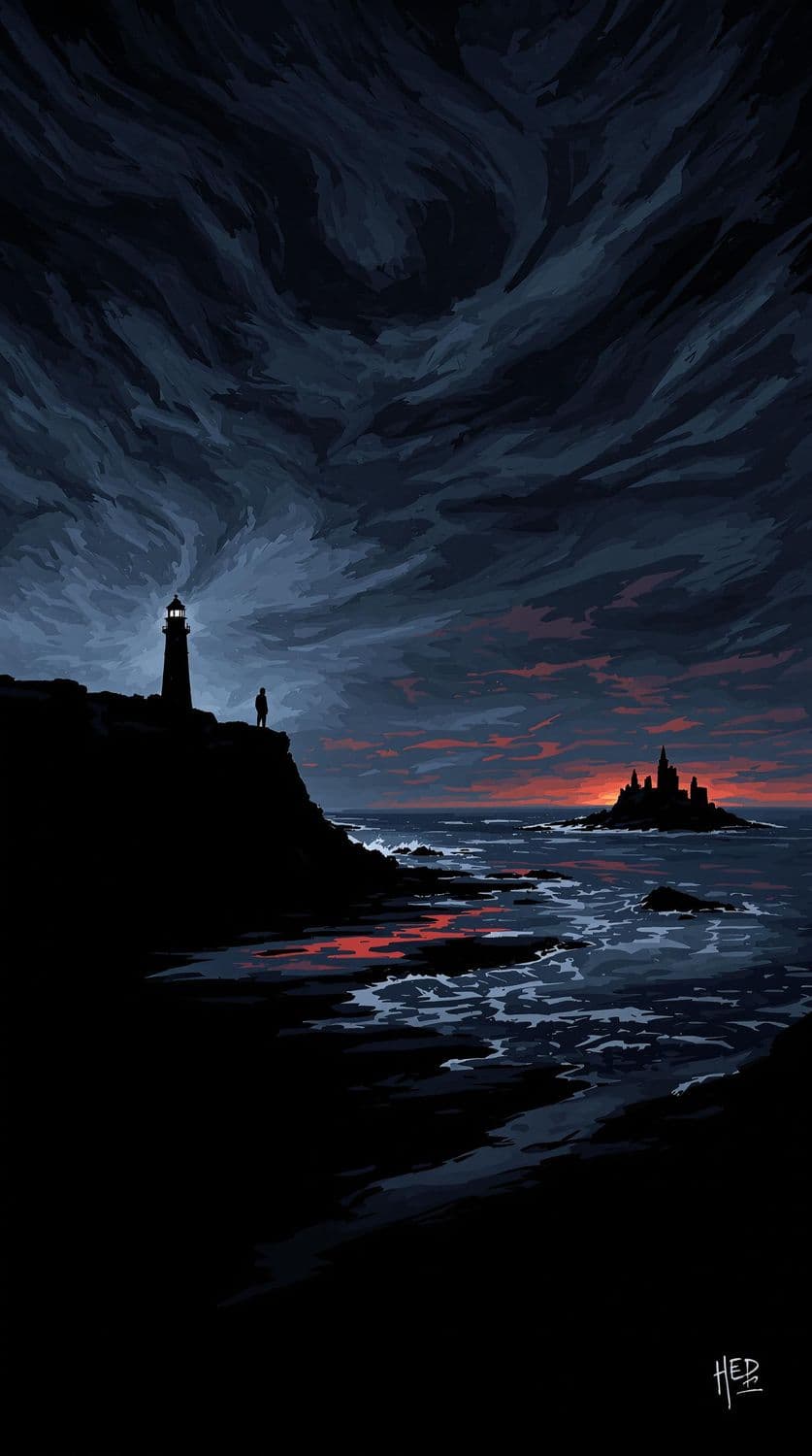Stormy Coastline at Night