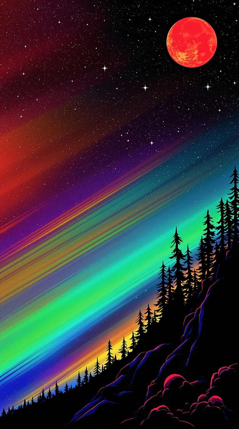 Retro-Futuristic Cosmic Forest